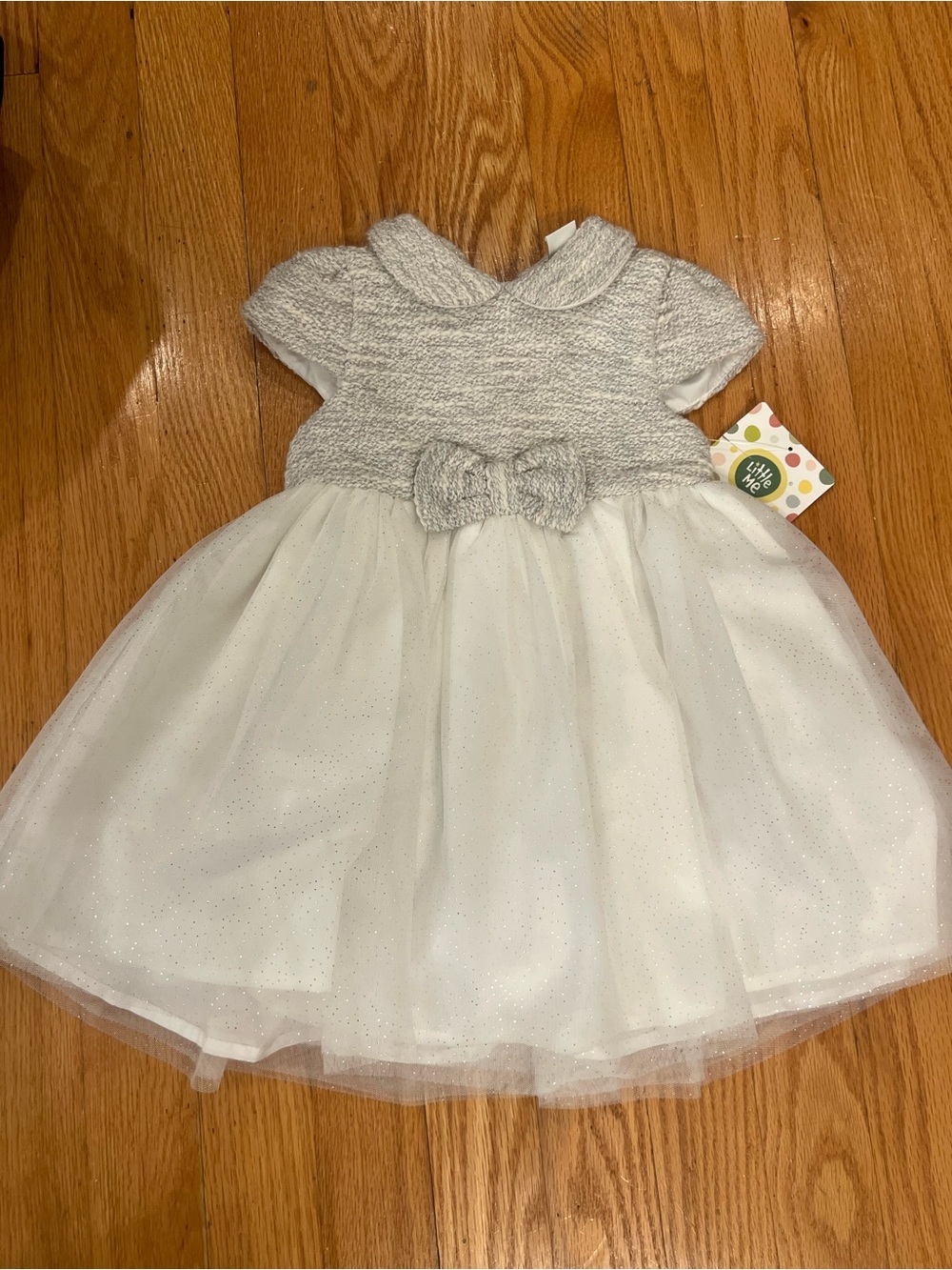Sparkle Tulle Bow Dress for special occasion - Silver and White